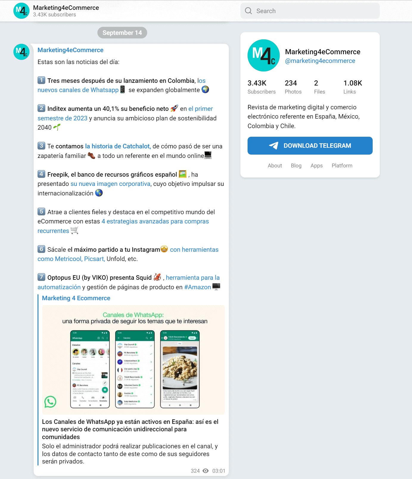 comunidad online telegram