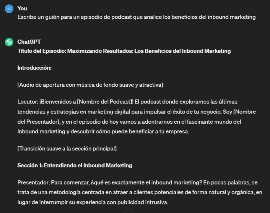 crear contenido con chatgpt podcast