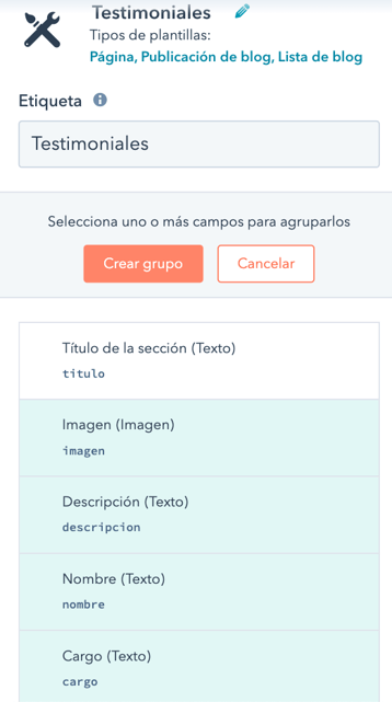 crear grupo