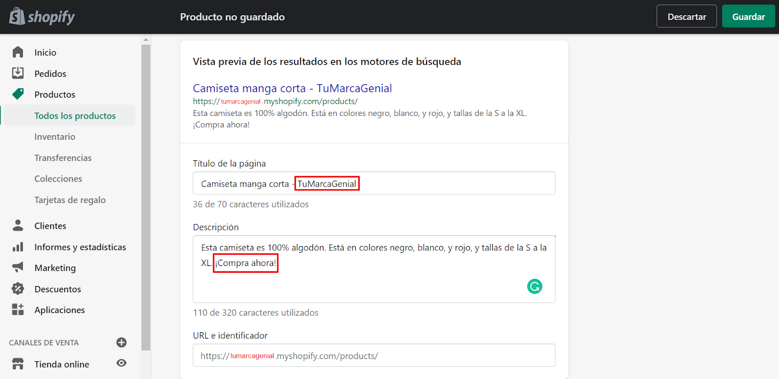 crear tienda online en shopify SEO