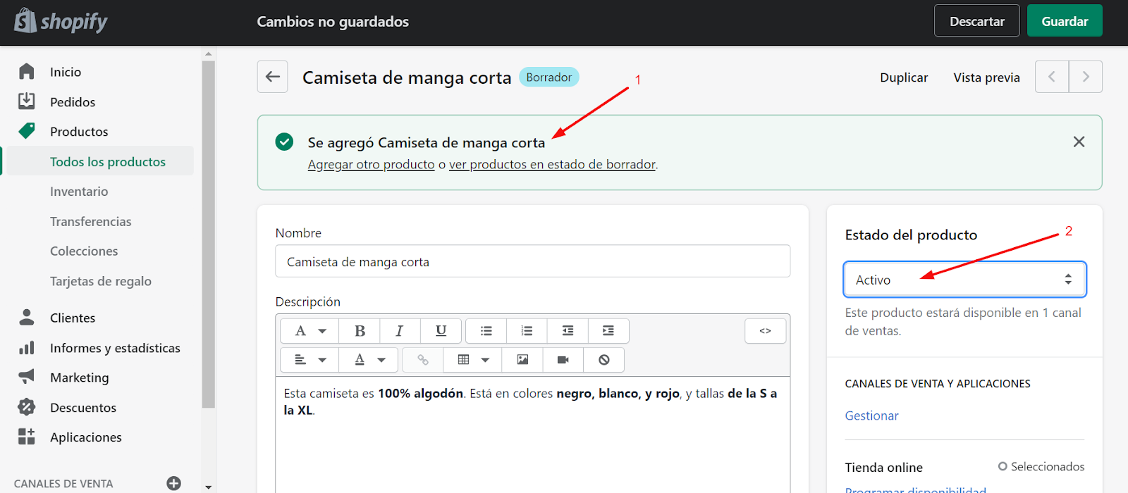 crear tienda online shopify activar producto