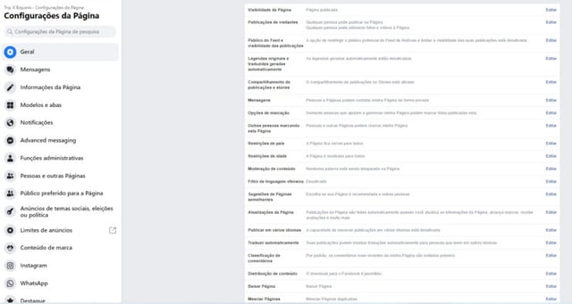 criar-Esta é uma captura de tela mostrando como configurar uma página no facebook.