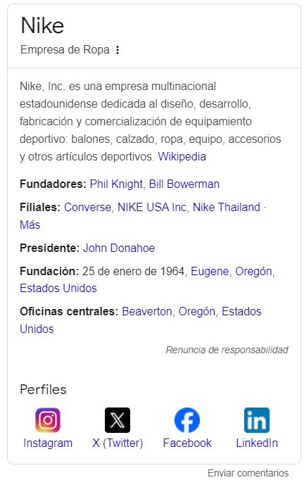 datos estructurados nike