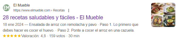 datos estructurados receta