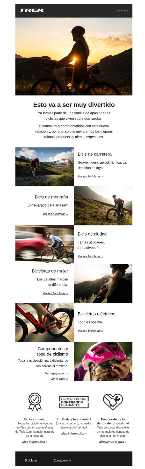 Esta é uma captura de tela que mostra um exemplo de e-mail de boas-vindas da Trek