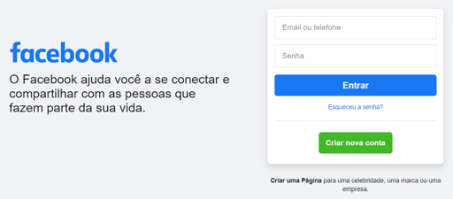 Esta é uma captura de tela da página principal do Facebook