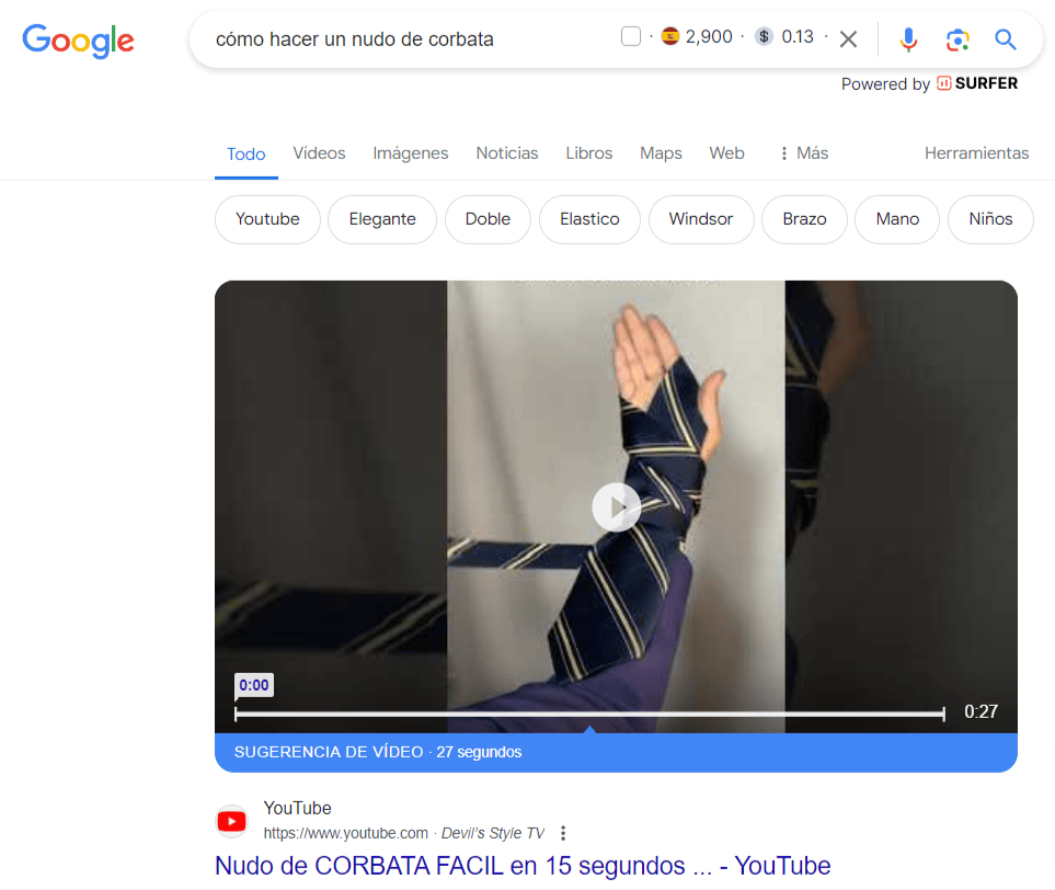 featured snippets ejemplo video