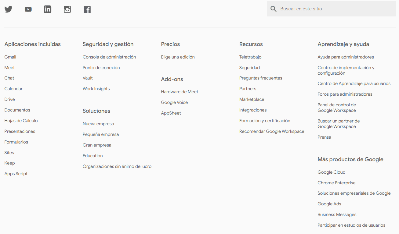footer google workspace