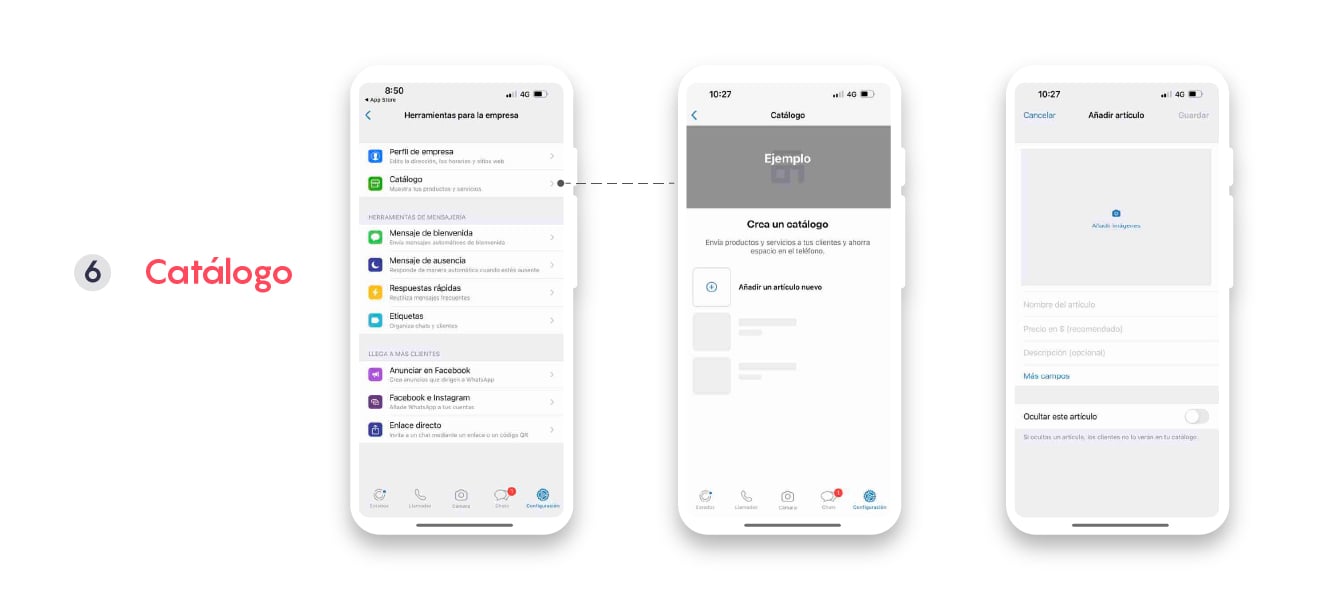 funcionalidad whatsapp business catálogo