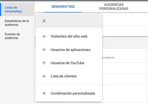 gmail ads Crear lista de clientes