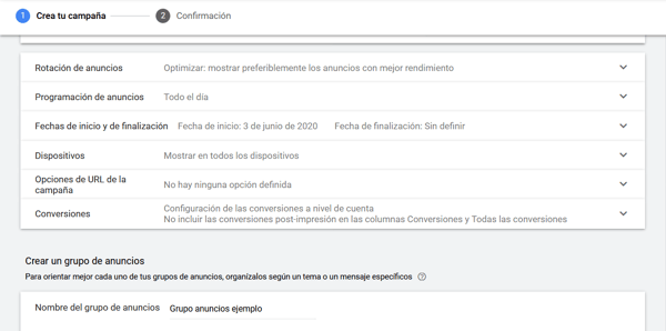 gmail ads configuracion adicional