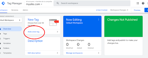 google tag manager crear cuenta paso 2