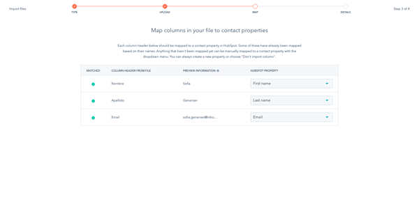 importar contactos crm hubspot paso 3