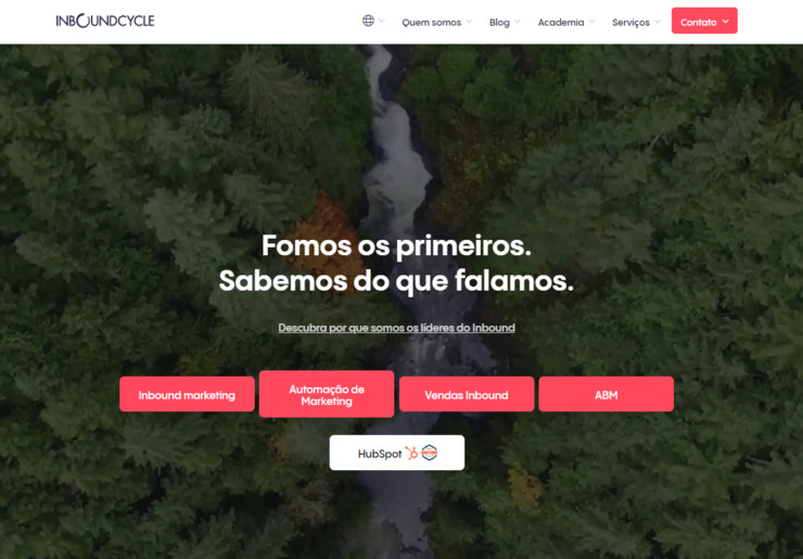 Esta é uma imagem da página inicial da InboundCycle Brasil