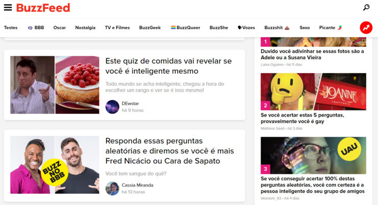 Esta é uma captura de tela mostrando o exemplo de marketing visual do Buzzfeed