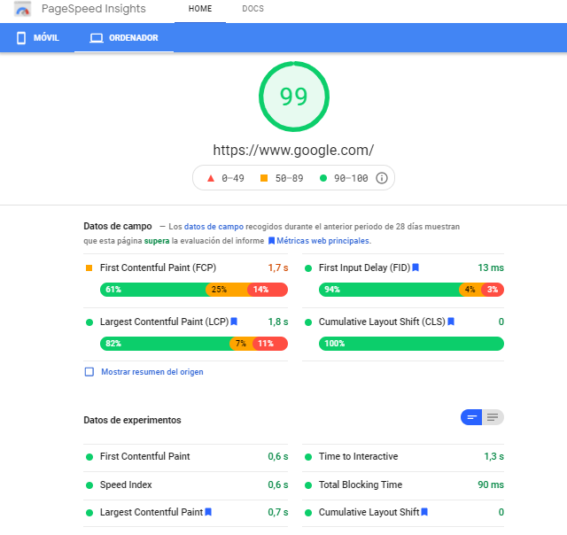 core web vitales google que son page speed insights