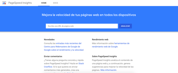 posicionamiento web page speed insights