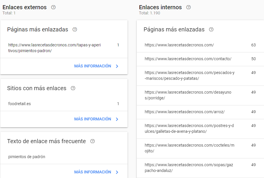 search console enlaces