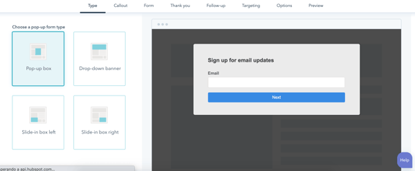 test ab hubspot popup form