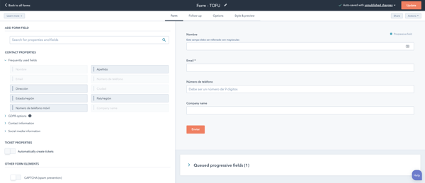tutorial funcionalidades hubspot formularios